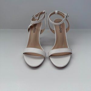 Boohoo White Open Toe Ankle Strap Heels